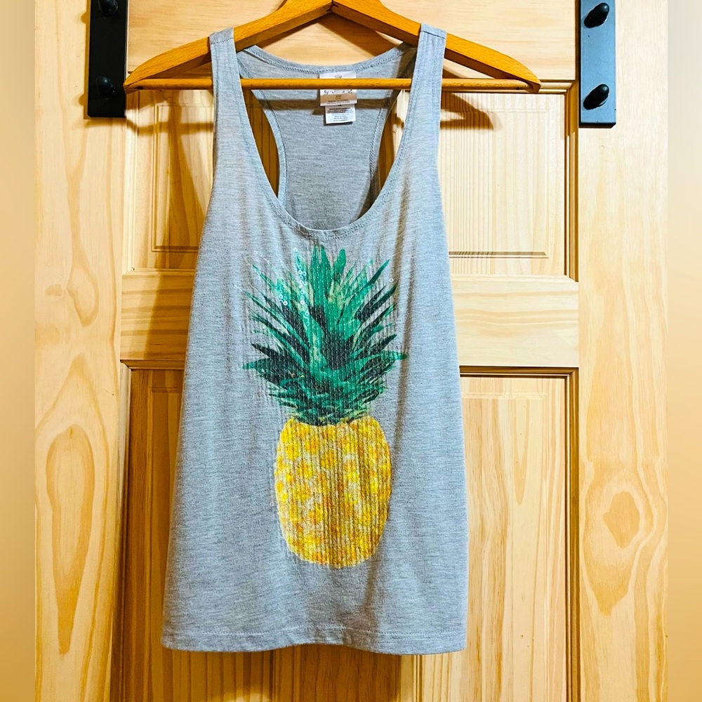 ⚫️ Sequin Pineapple Racerback Tank by Jerry Leigh Apparel